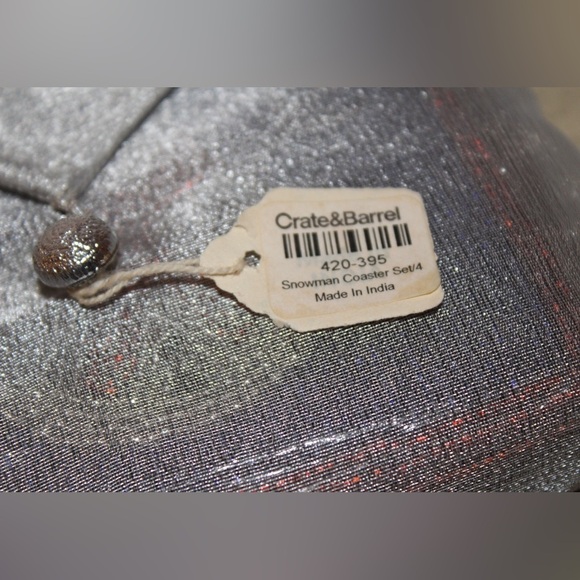 CRATE & BARREL Beaded Snowman Coasters Set of 4 BRAND NEW in packaging HOLIDAY - Picture 3 of 5